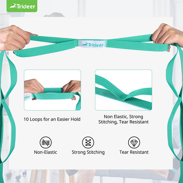 Trideer Stretching Strap Yoga Strap 10 Loop - Updated Version